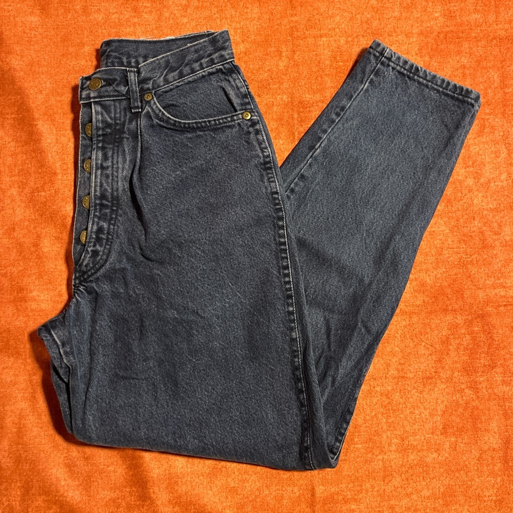 Vintage 80s/90s High Rise Button Fly Dark Wash Denim Jeans